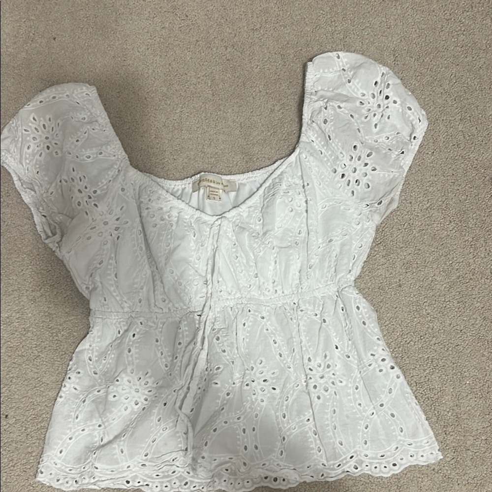 Women's White Eyelet Top